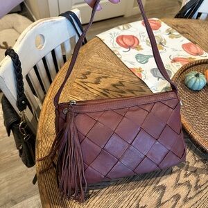 HOBO Kole Leather Shoulder Bag in Berry